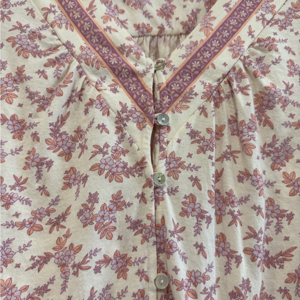 Lucky Brand Pink and Cream Floral Blouse 100% Cotton - Picture 5 of 5
